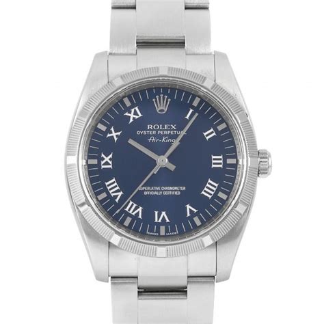 Rolex Air King Turned Bezel 114210 Blue/Roman Dial Men's 